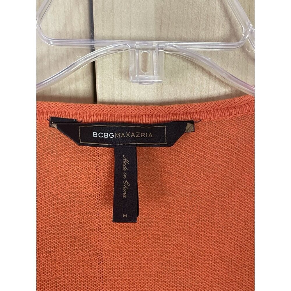 BCBG MaxAzria Women's Cashmere Top Short Sleeve Knit Sweater‎ Orange Sz M Casual - Picture 2 of 4